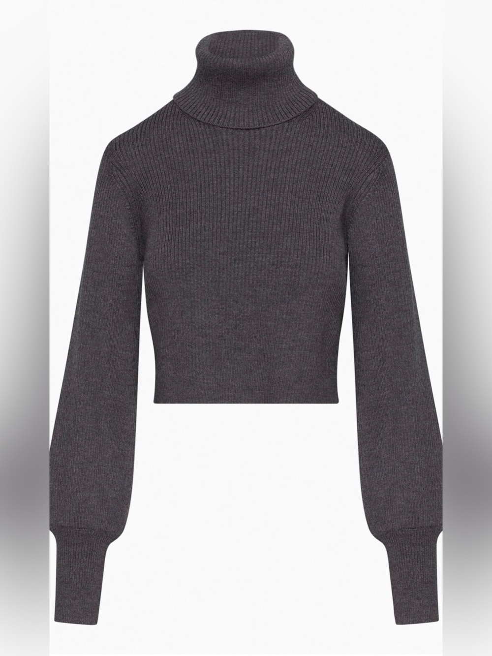 Aritzia Wilfred Rebecca Cropped Ribbed Turtleneck Sweater — Charcoal Gray SZ XS